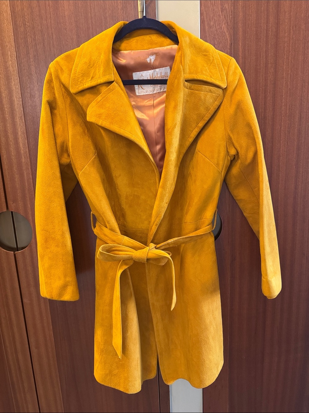 Robert Meshekoff Women's Suede Trench Coat - Mustard Yellow